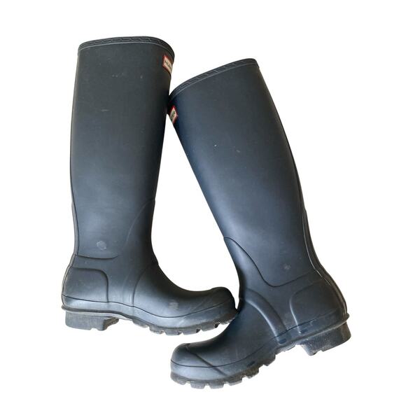 Hunter Wellington Tall Rain Navy Blue Boots Size 5/6 EU 36 - Picture 4 of 11